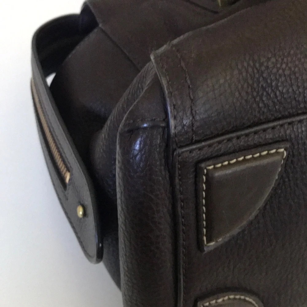 Classic Dark Chocolate Brown Leather RFID Large Satchel Quiet Luxury Preppy